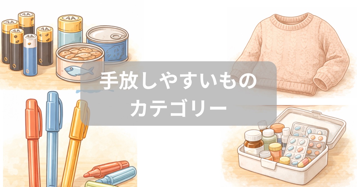 片づけで、手放しやすいカテゴリーを紹介した記事のアイキャッチ画像